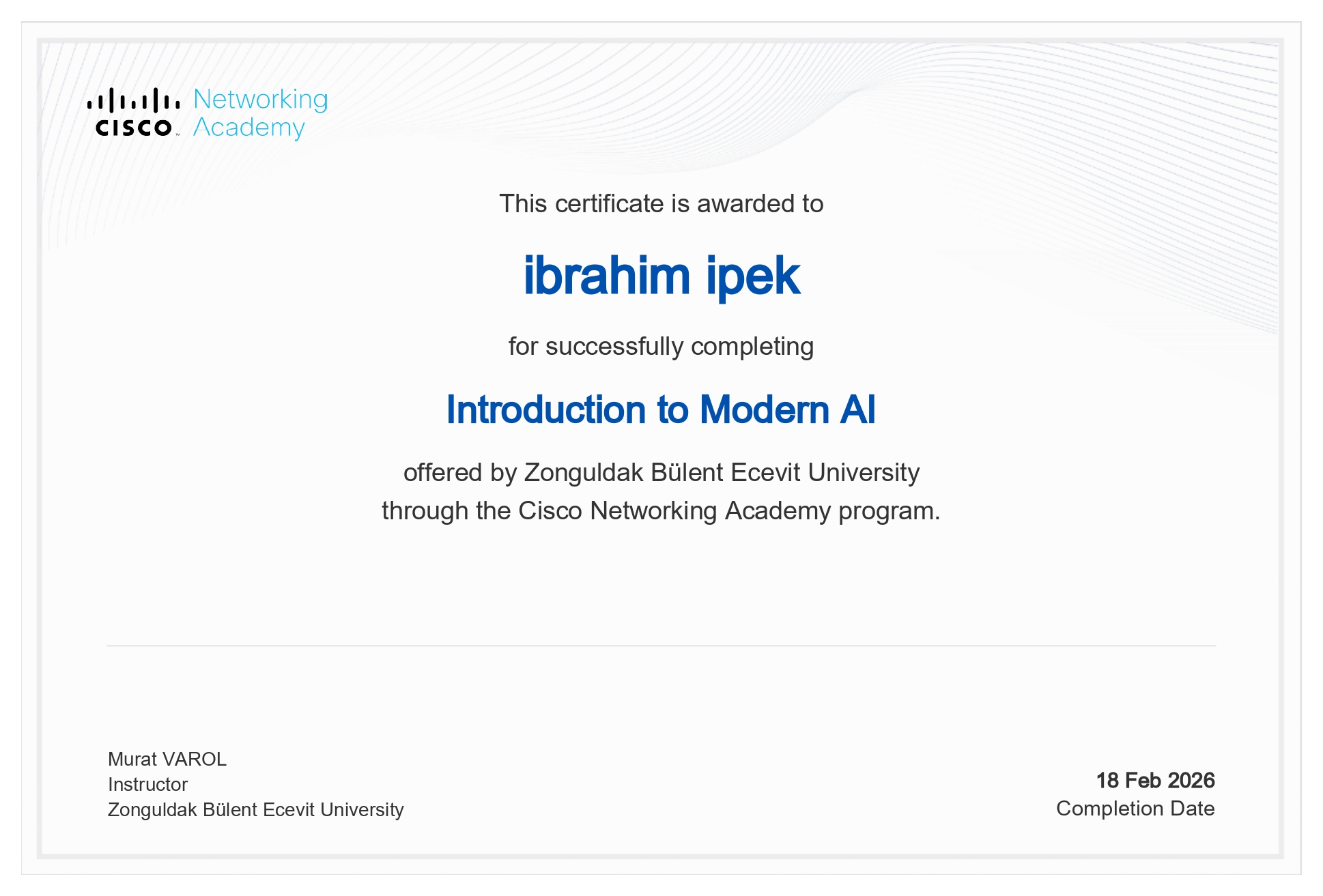 Cisco - Introduction to Modern AI Sertifikasi