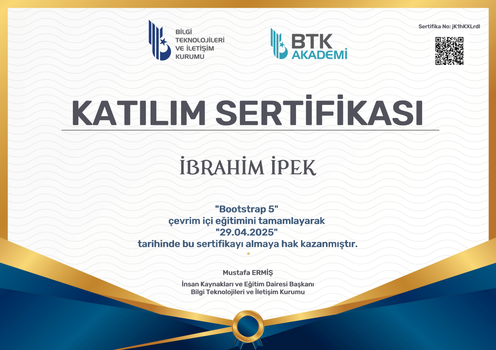 BTK - Bootstrop 5 Katilim Sertifikasi